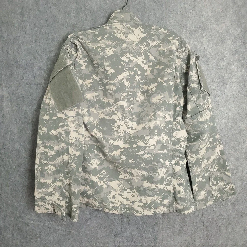 US Army Jacket Mens S Long Digital Camo Coat Combat Jacket Full Zip Size Small